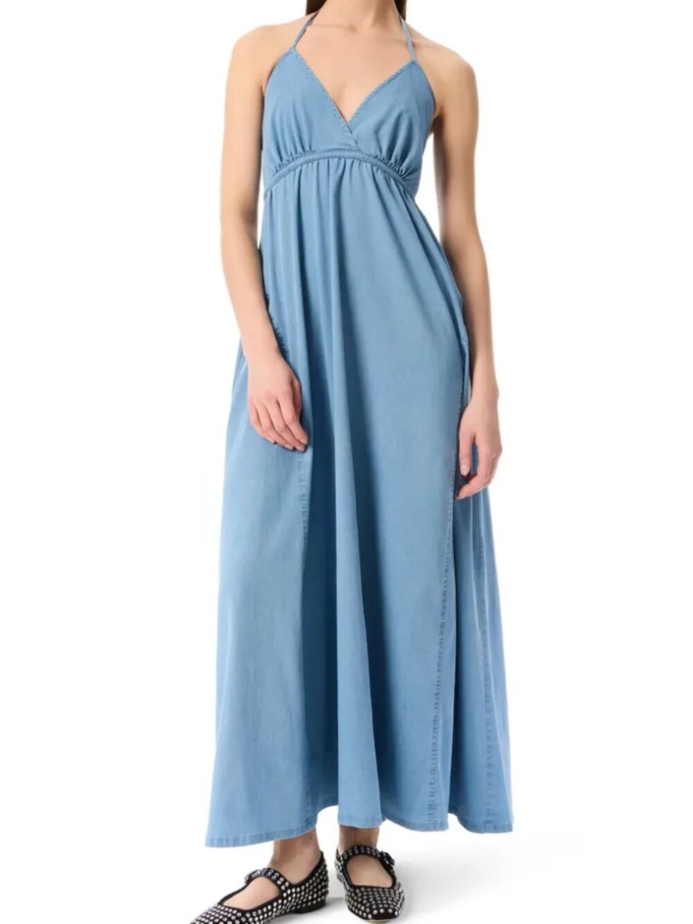 New Robert Rodriguez Tie Neck Halter Maxi Dress Neakita w/ pockets (size 16)